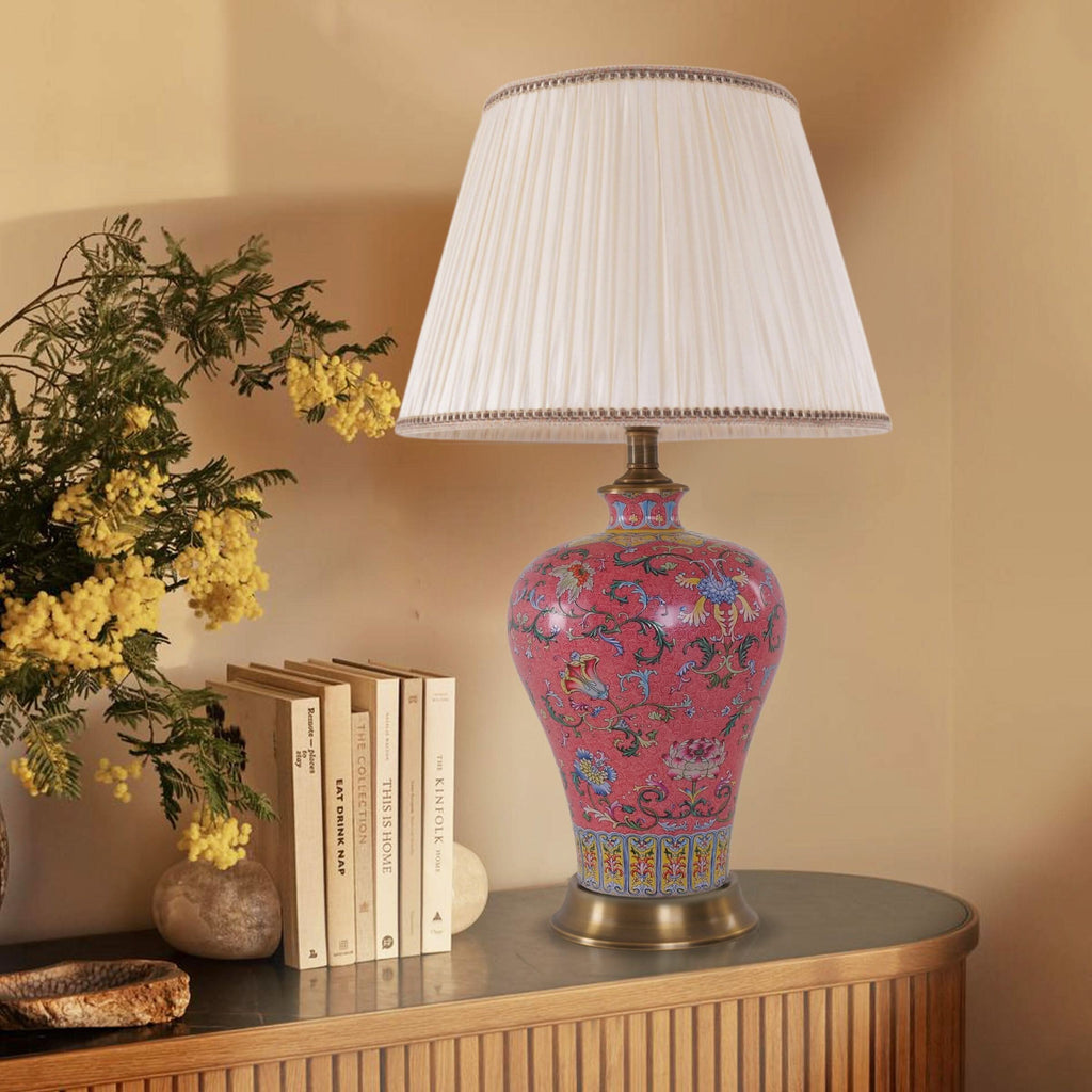 Lightsin Vibrant Ceramic Table Lamps for Living Room – Handcrafted Design with Warm Fabric Shade