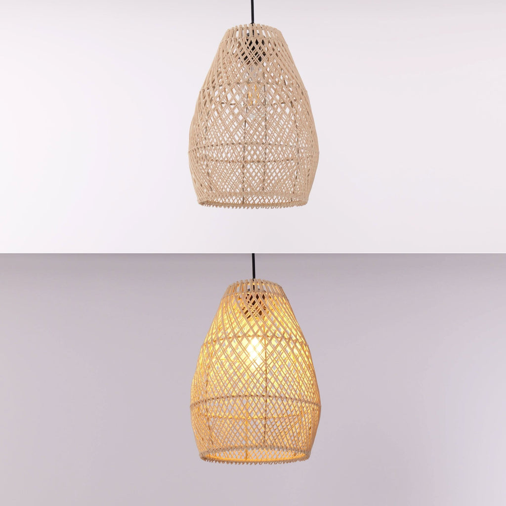 Lightsin Eco-Friendly Rustic Rattan Pendant Light For Home Decor