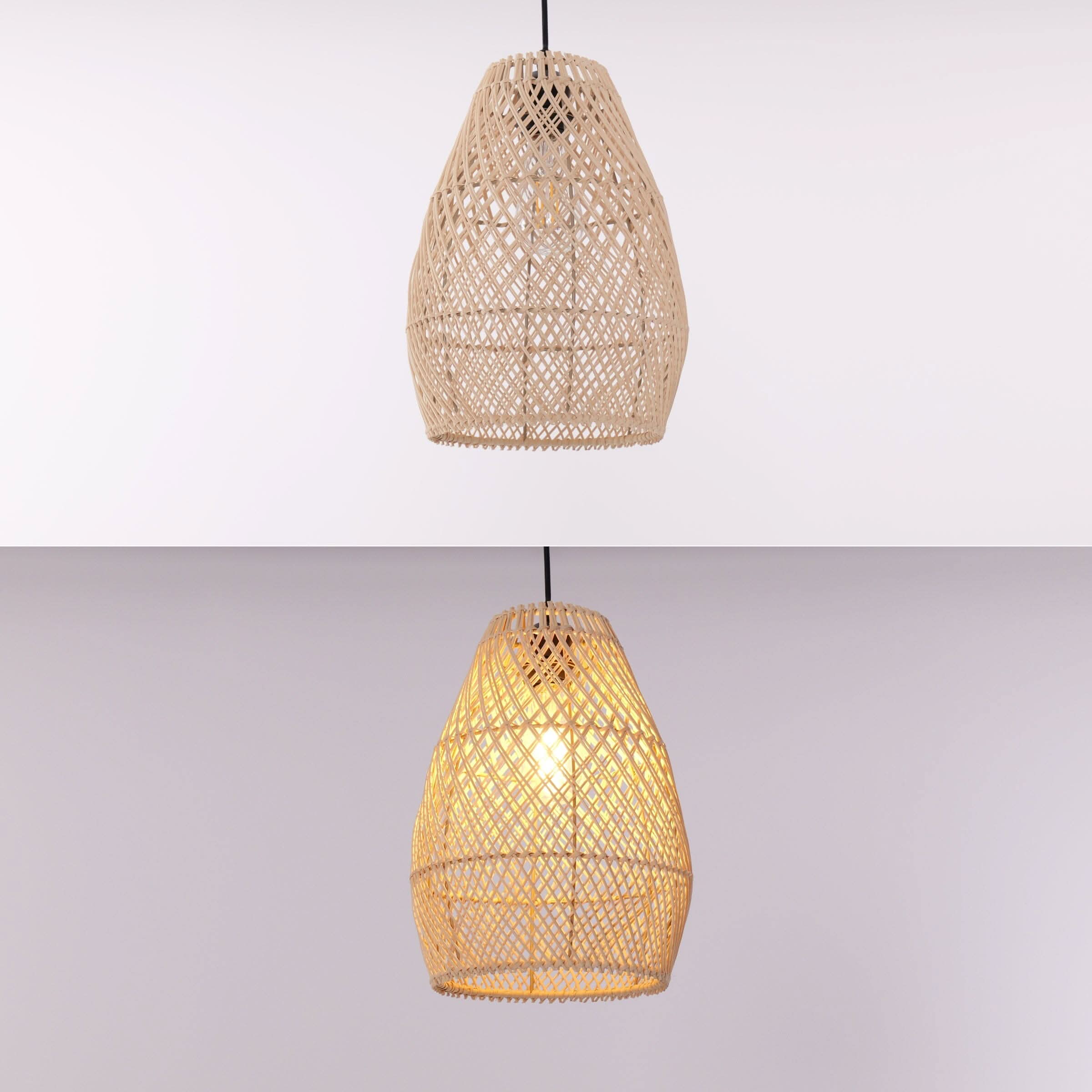 Lightsin Eco-Friendly Rustic Rattan Pendant Light For Home Decor