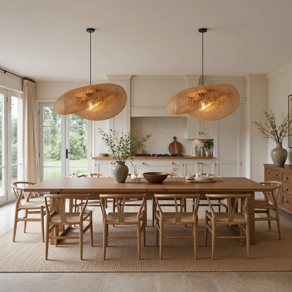 Lightsin Eco-Friendly Handmade Bamboo Pendant Light 60/80cm for Dining Room & Living Room