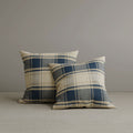 Cottonfy Square Exclusive Design Cushion in Dark Blue Checkered Cotton Linen, 45*45CM
