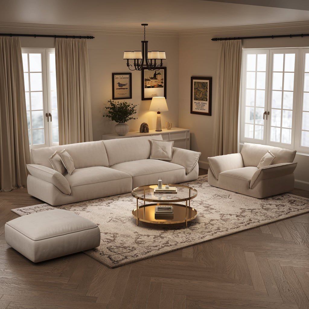 Cottonfy Cat-Scratch Resistant Fabric Elephant Ears Style Corner Sofa