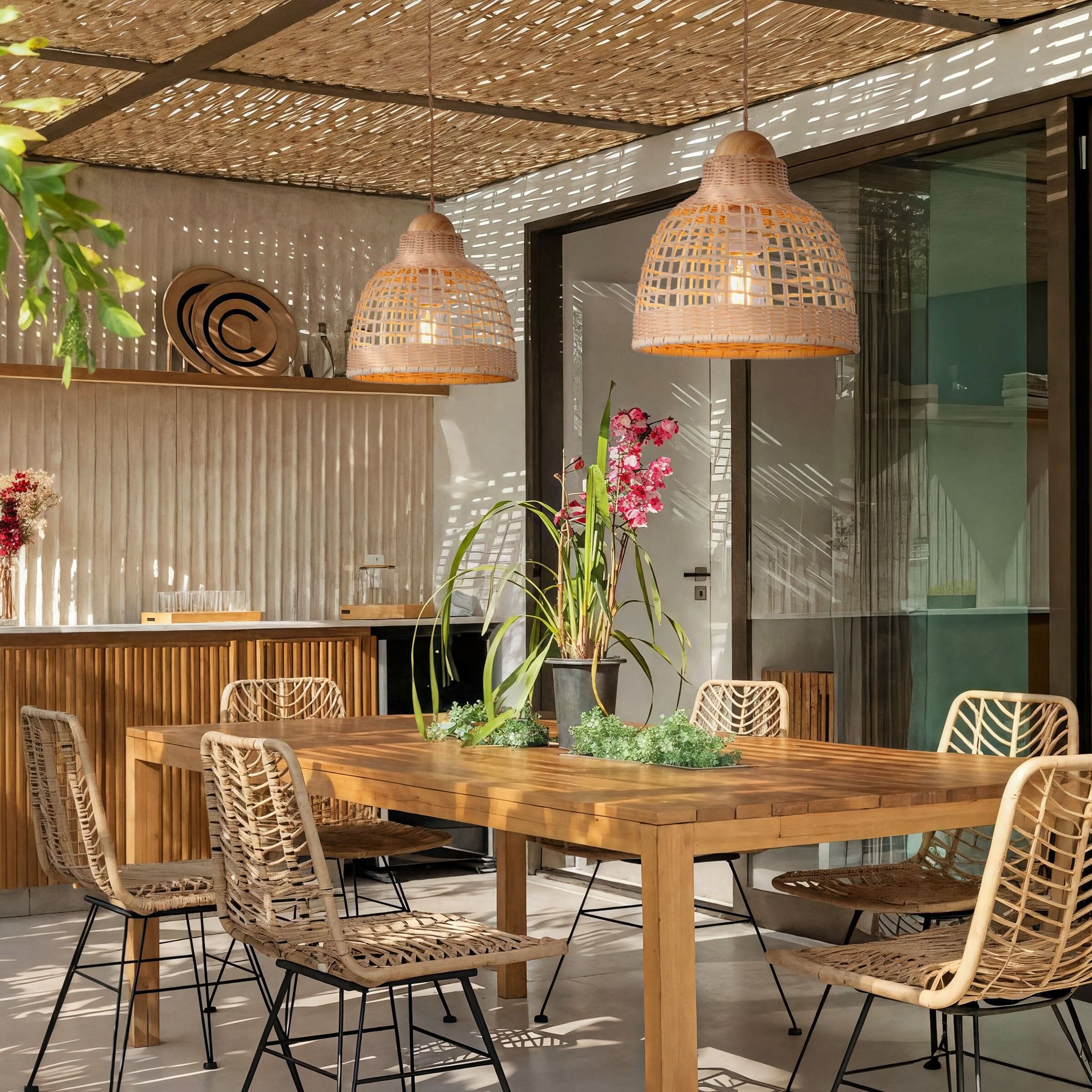 Lightsin Cella-Elegant Vintage Woven Rattan Minimalist Pendant Light