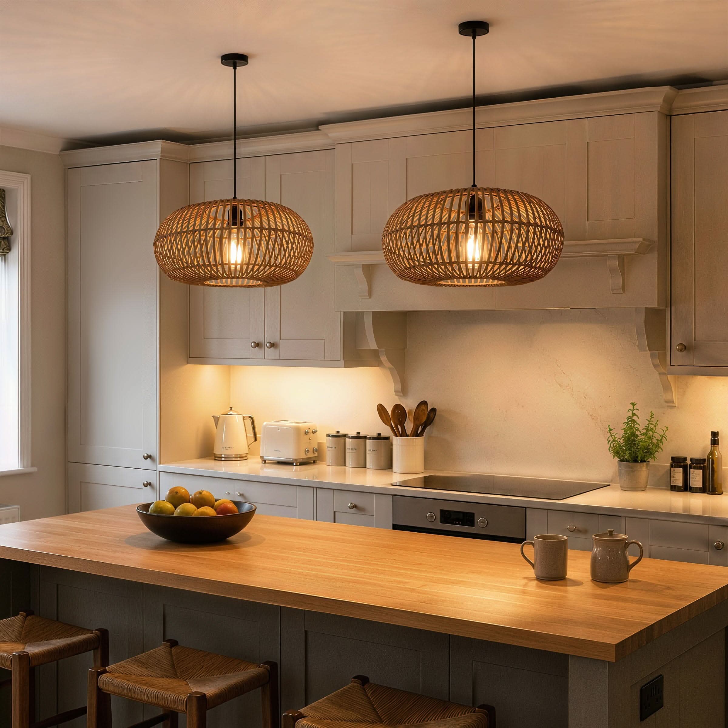 Lightsin Natural Bamboo Woven Round Pendant Light for Warm Interiors