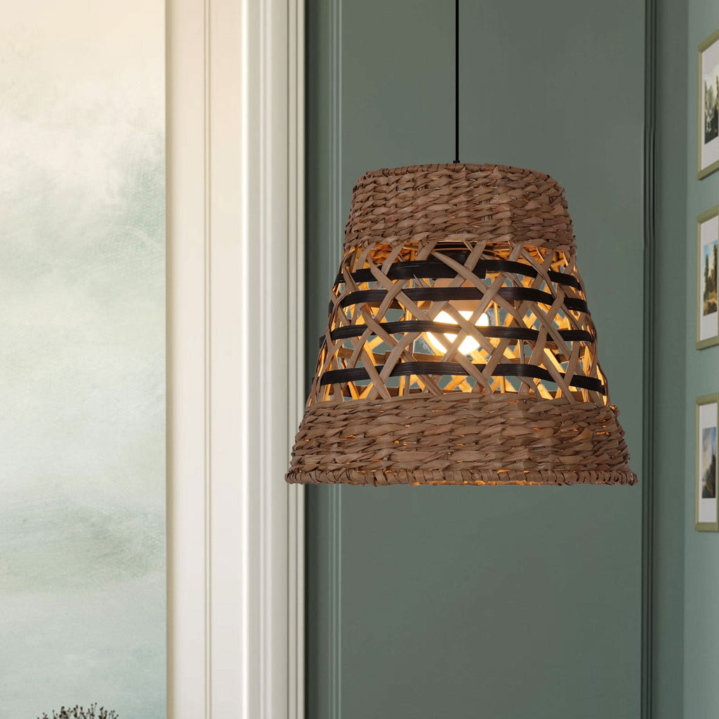 Lightsin Handwoven Paper Rope Pendant Light  Bohemian Rustic Charm