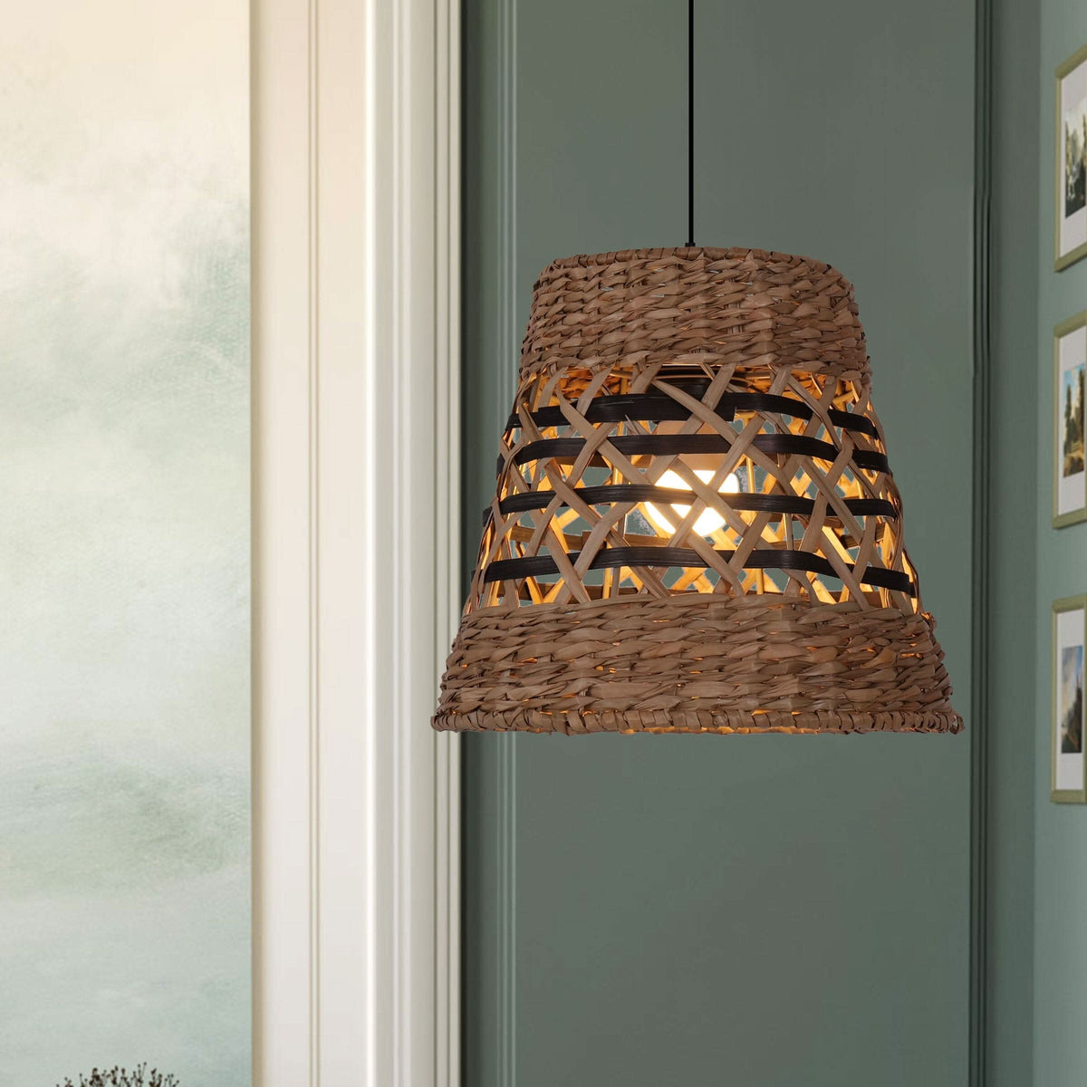 Lightsin Handwoven Paper Rope Pendant Light  Bohemian Rustic Charm
