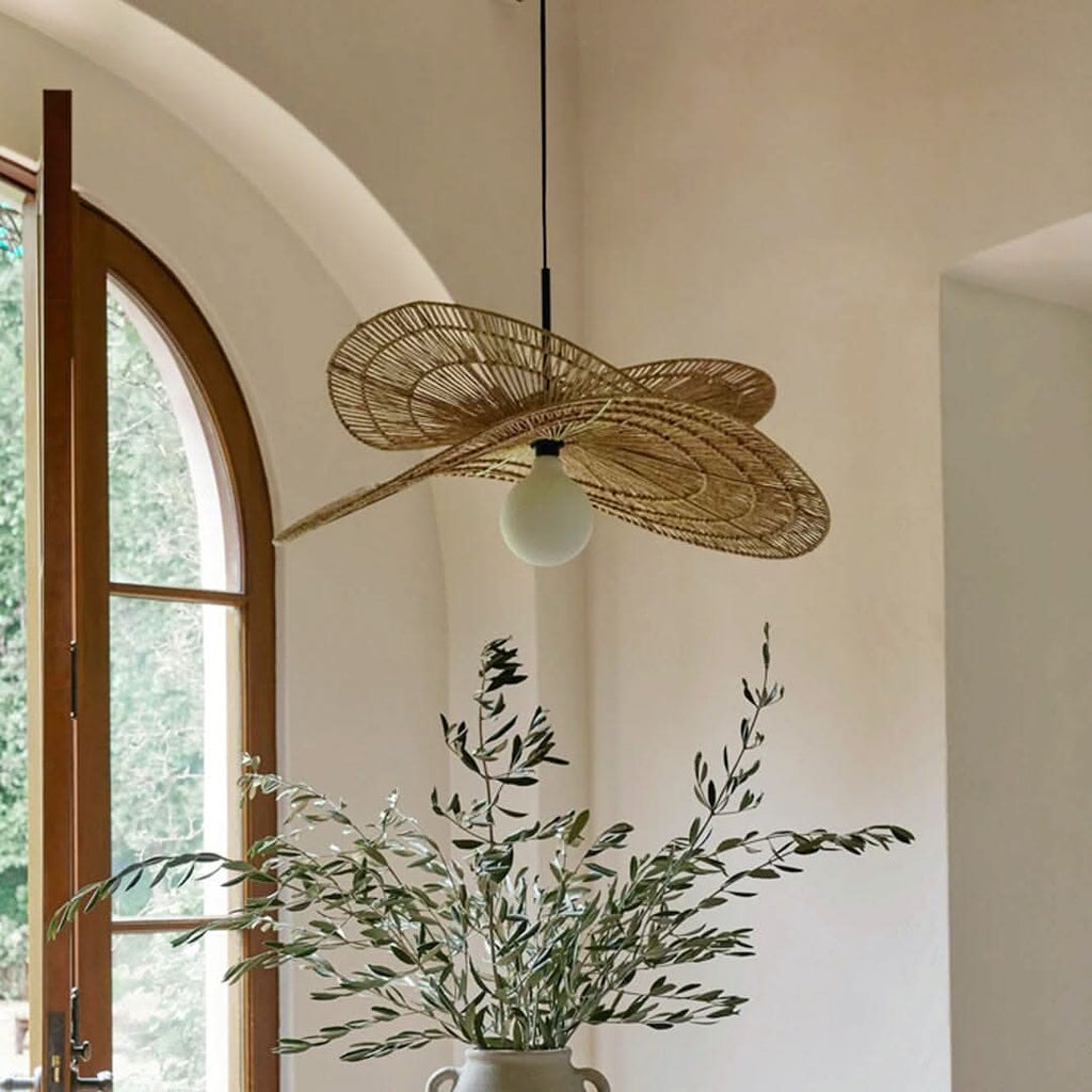 Lightsin Vintage Countryside Rattan Craft Handwoven Creative Pendant Light Fixtures