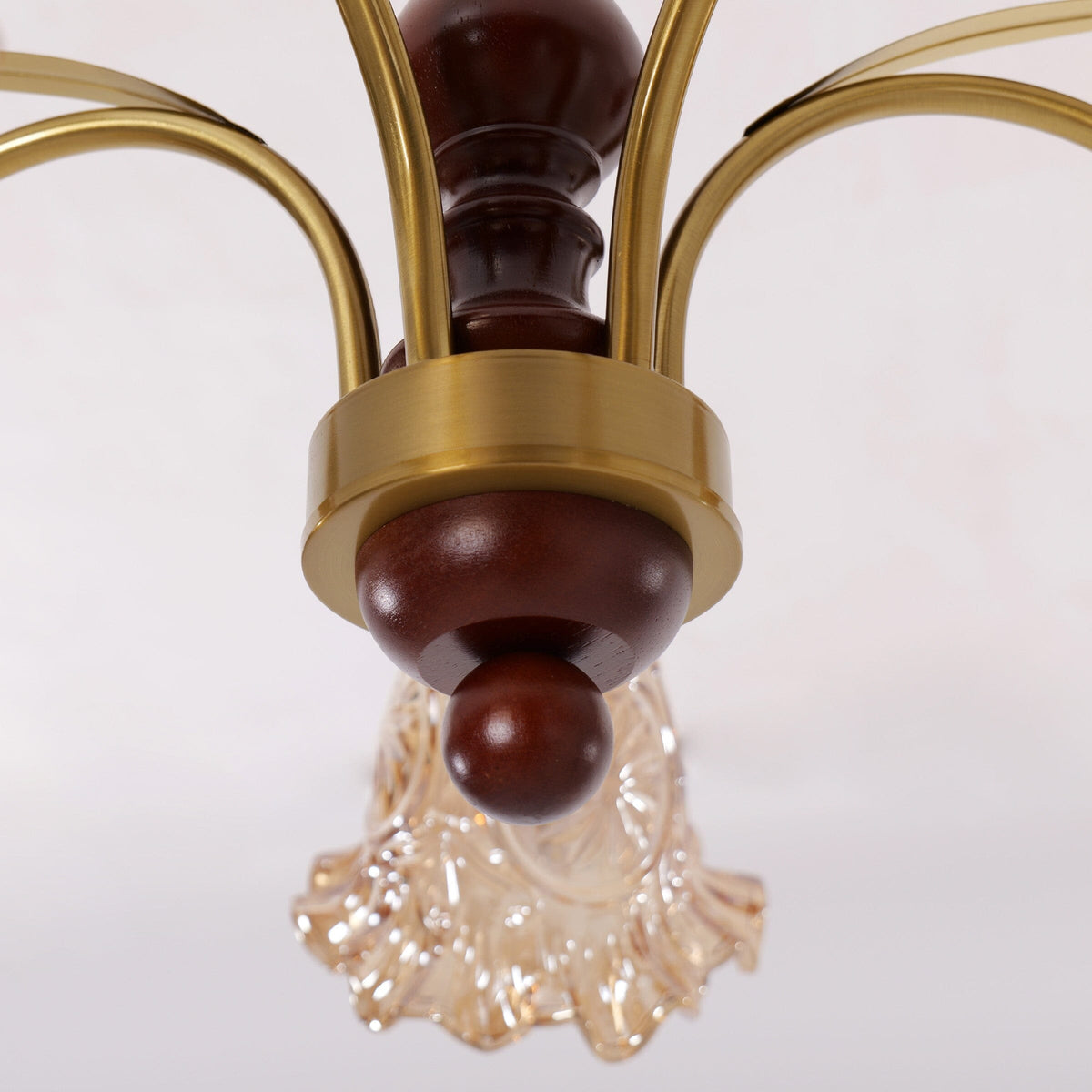 5-Light Vintage Glass Flower Chandelier | Copper E27 Pendant Lamp