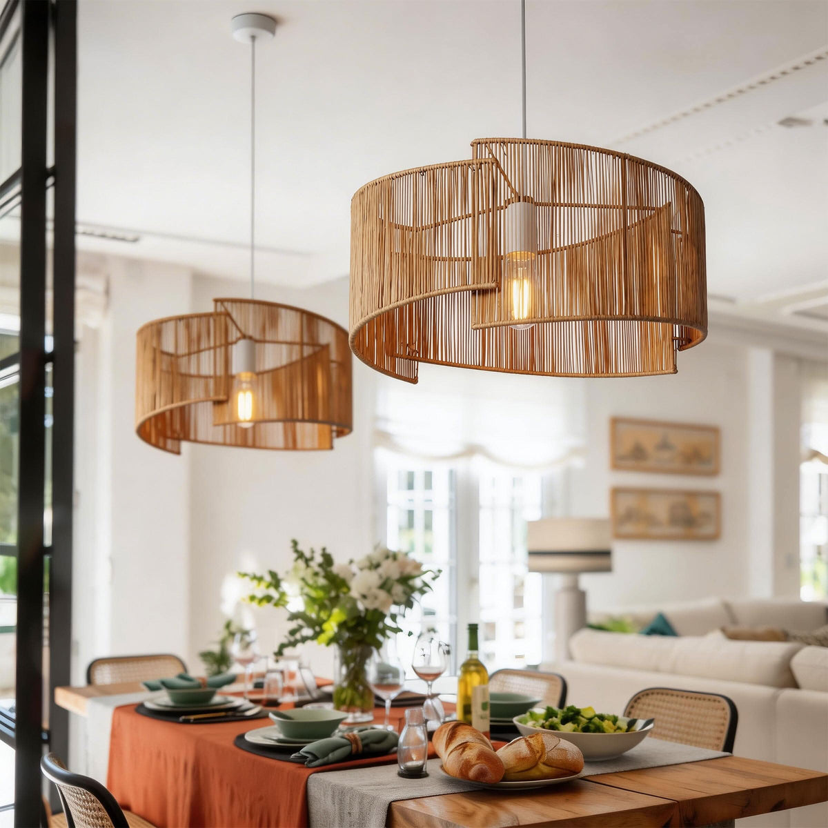 Lightsin Twist  Handwoven Paper Rope Pendant Light for Cozy Living Spaces
