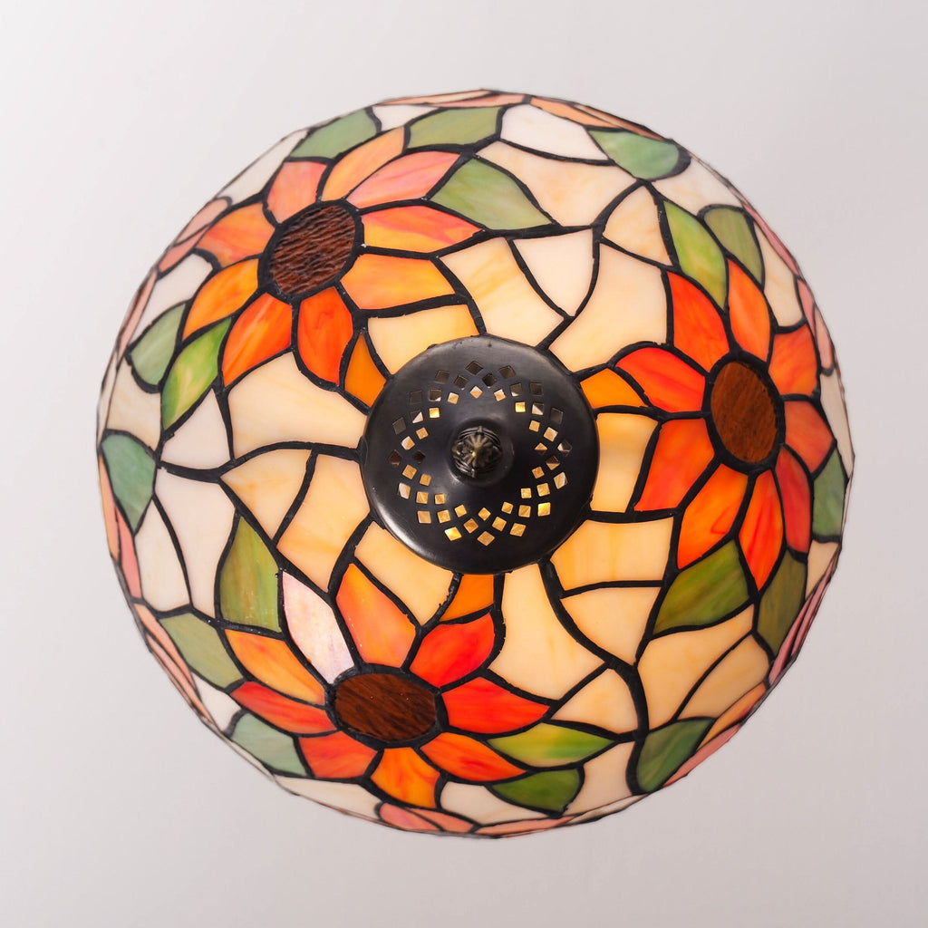 Lightsin Tiffany Table Lamp | Handcrafted Stained Glass Floral Petals Series White and Green