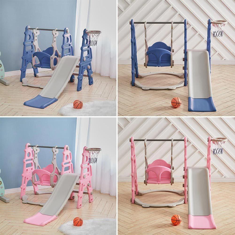 3 in 1 Kids Toddler Swing and Slide Set with Basketball Hoop Sturdy Construction
