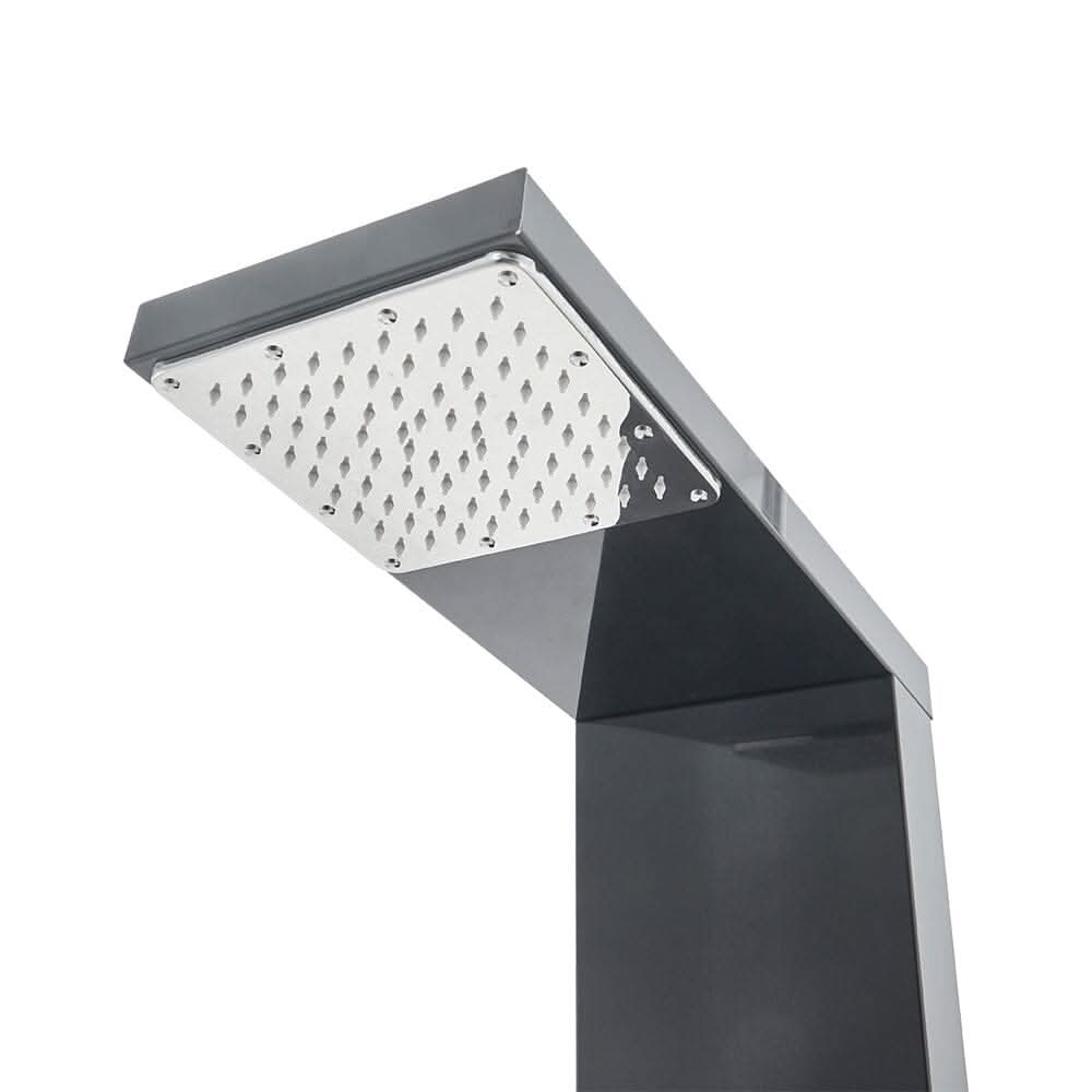 135cm H Bathroom Black Shower Tower Panel with 2 Large Body Jets & Hand Shower