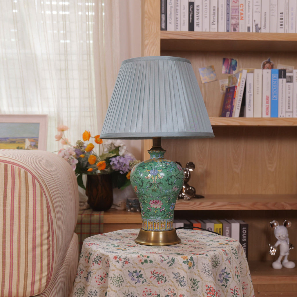 Lightsin Vibrant Ceramic Table Lamps for Living Room – Handcrafted Design with Warm Fabric Shade