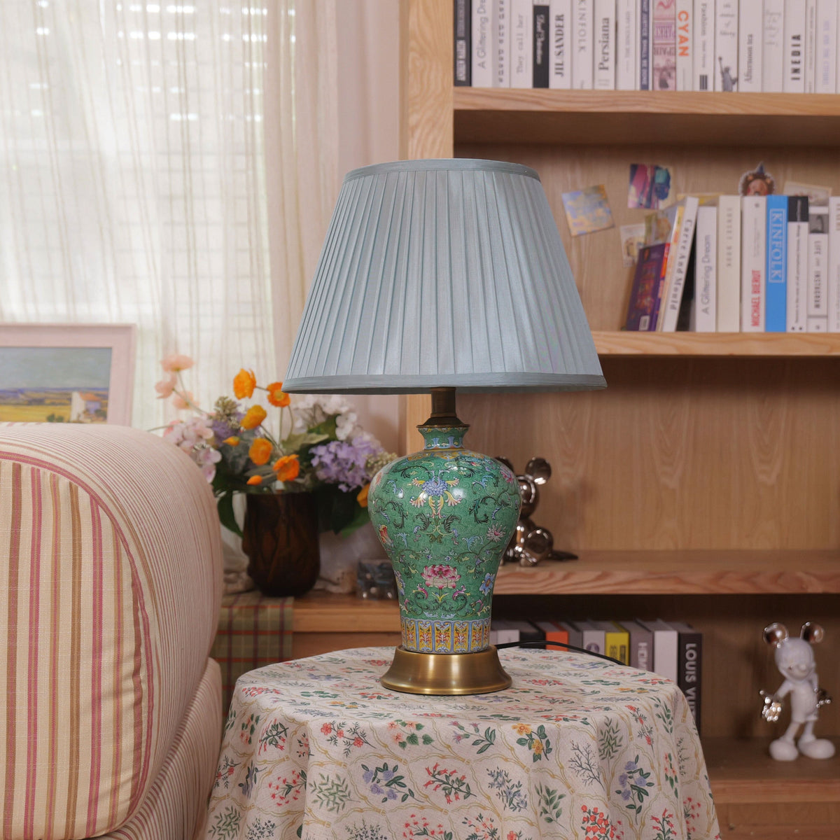 Lightsin Vibrant Ceramic Table Lamps for Living Room – Handcrafted Design with Warm Fabric Shade