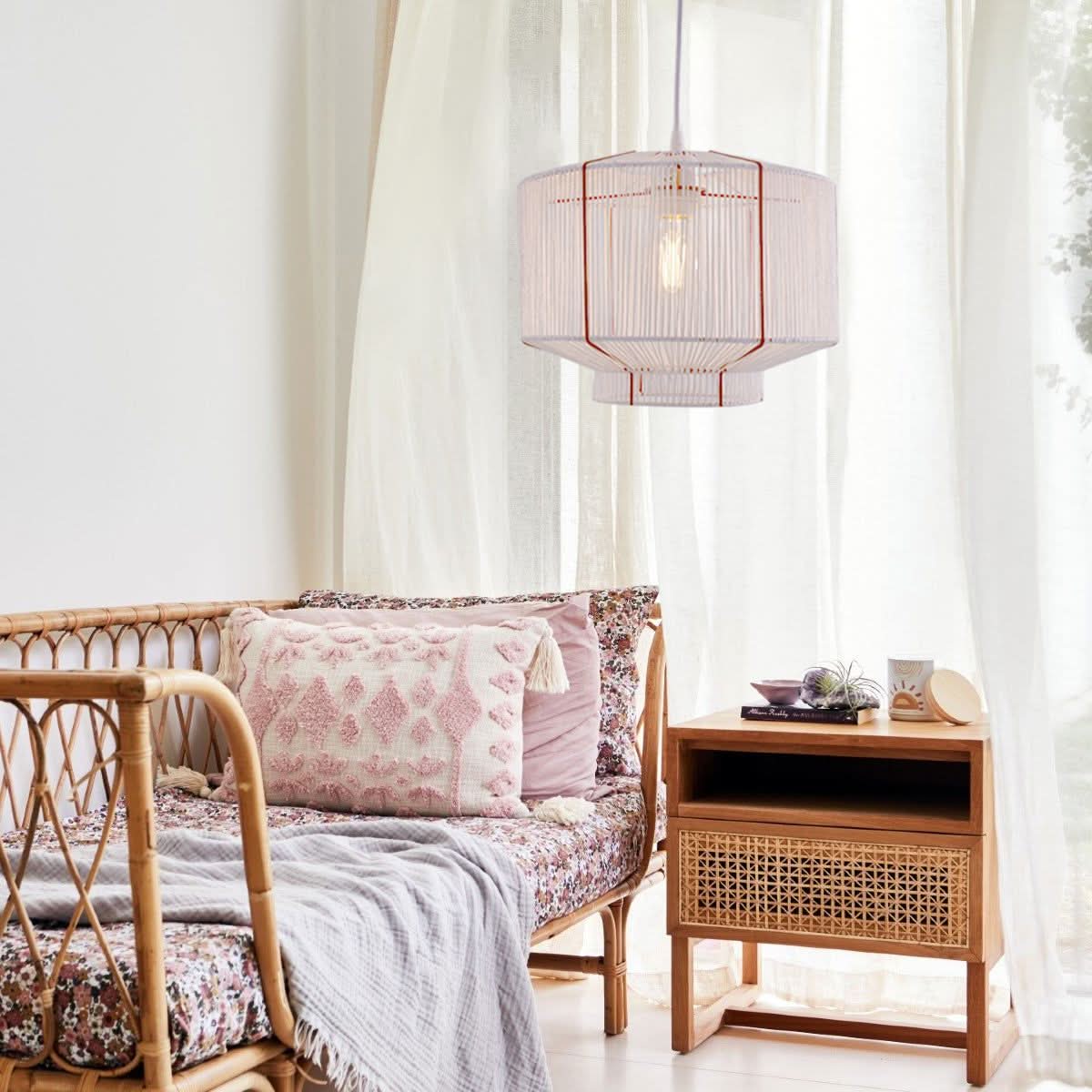 Lightsin Modern Handwoven White Paper Rope Pendant Light for Cozy Interiors
