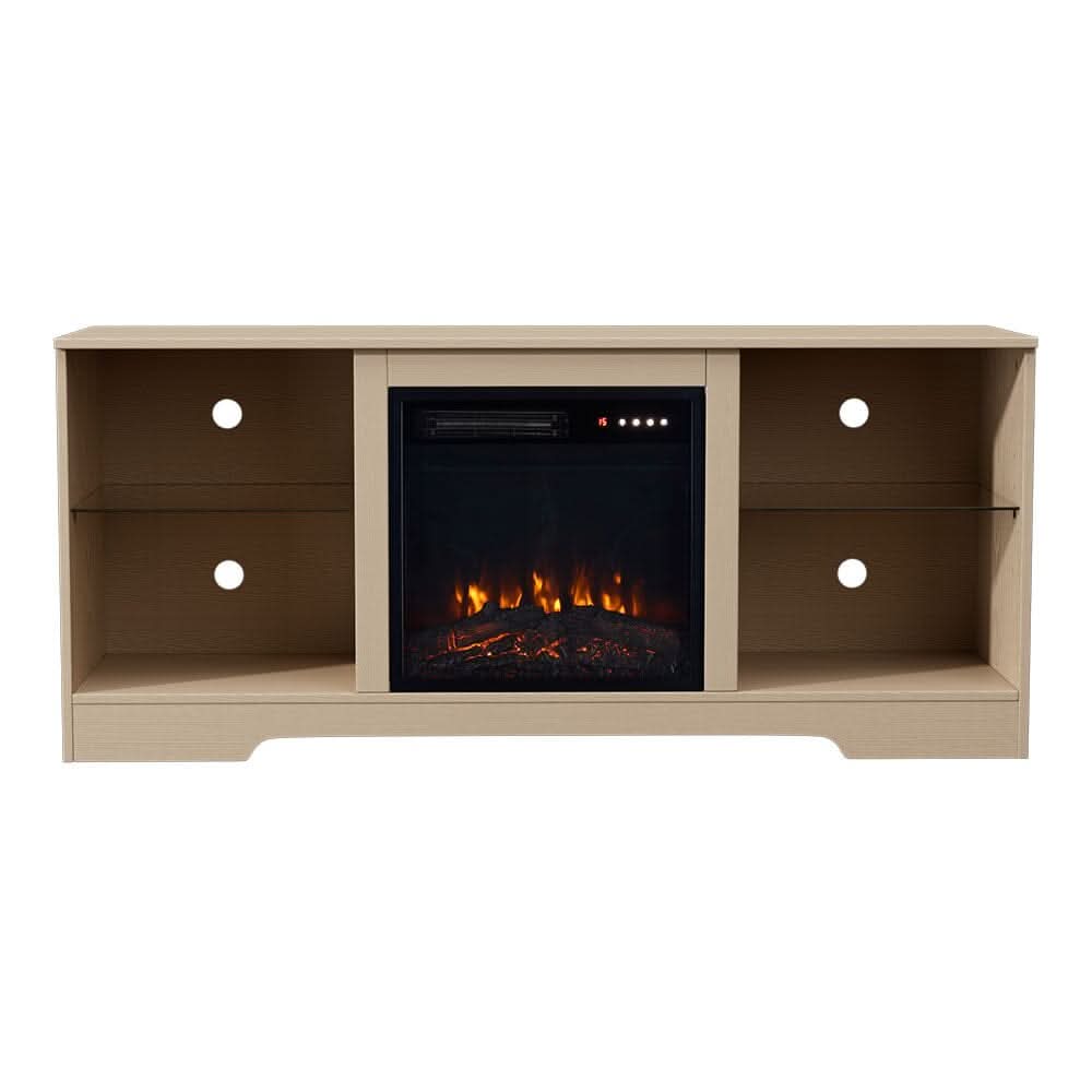 Wood Grain Fireplace Cabinet with 18inch Electric Fire | Touchscreen-enabled & remote-controlled