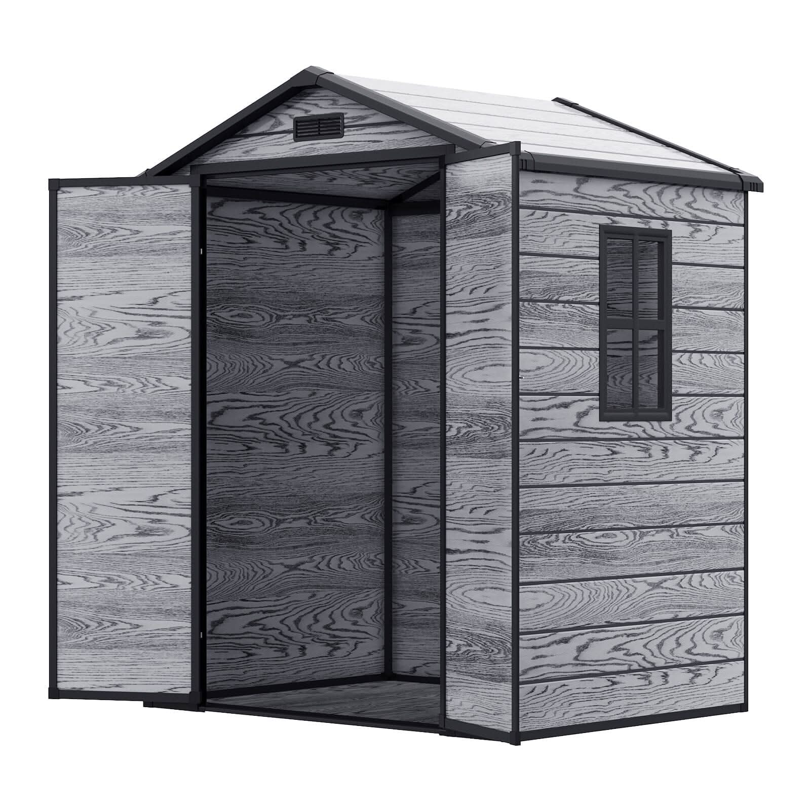 6x4ft Plastic Corrosion-Resistant Garden Storage Shed with Lockable Door
