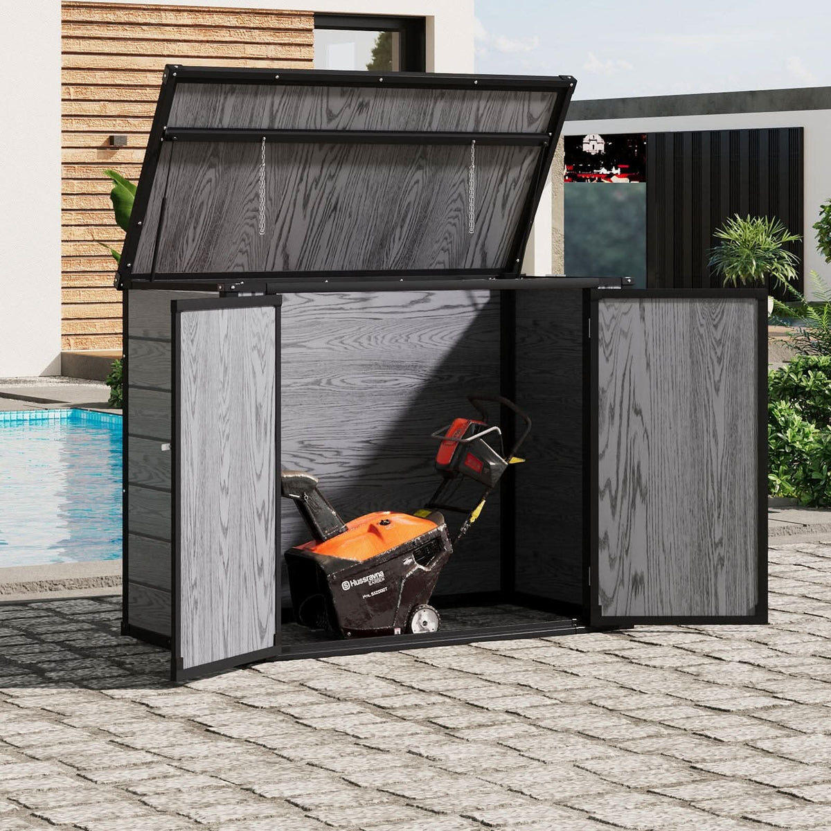 4x2ft Plastic Waterproof Grey Garden Tool Bicycle Storage Shed