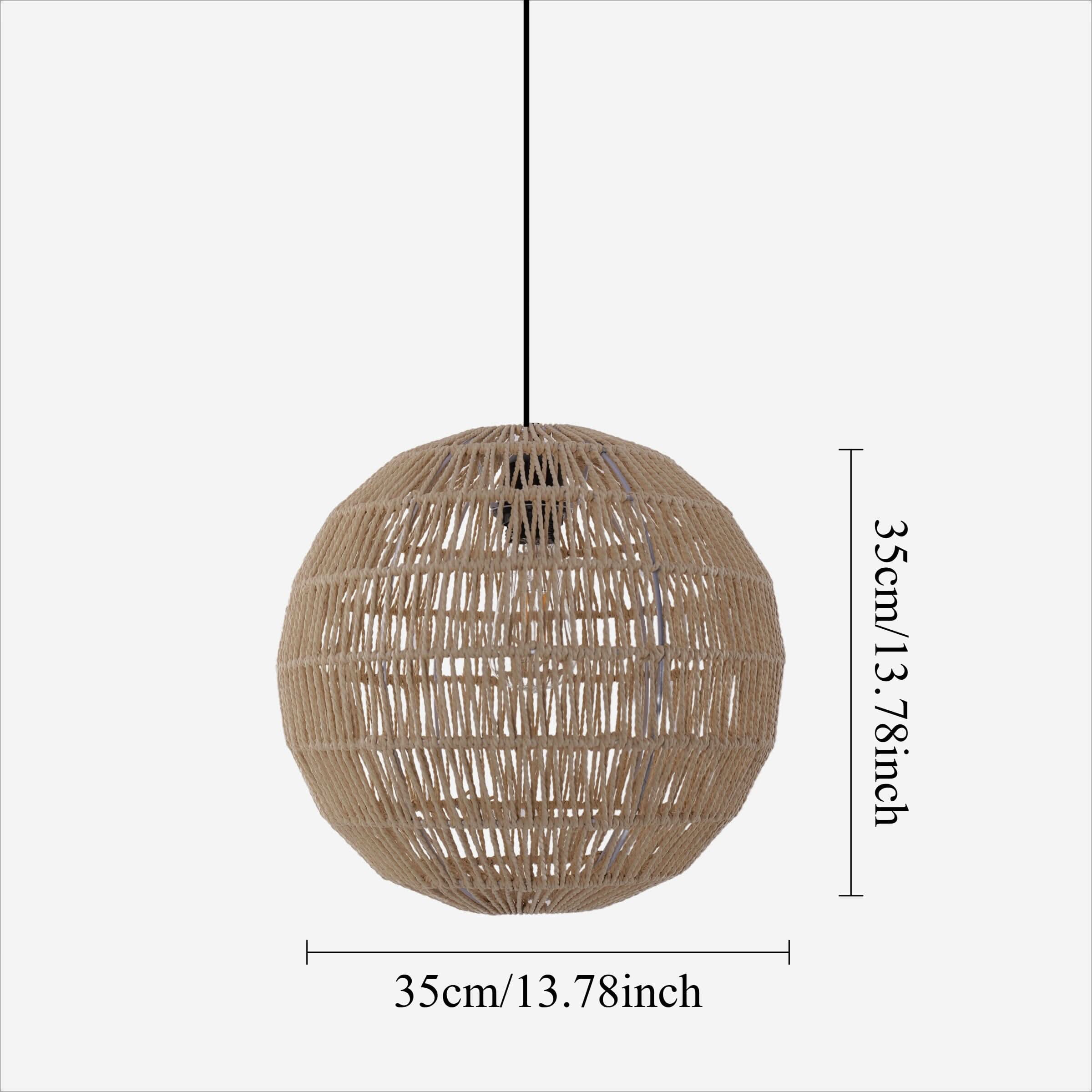 Lightsin Round Cotton Rope Pendant Light – Handwoven Ceiling Pendant for Living Room, Dining Room & Kitchen