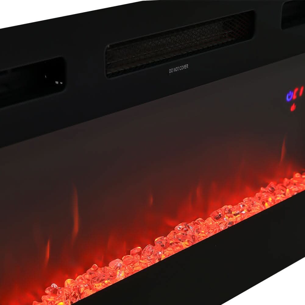 36 Inch Recessed Electric Fireplace TV Stand with Closed Storage