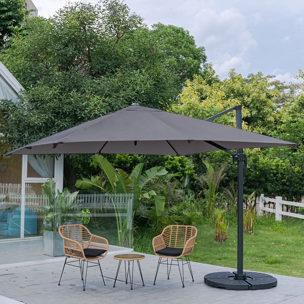 3 x 3 m Square Cantilever Parasol Outdoor Hanging Umbrella for Garden and Patio
