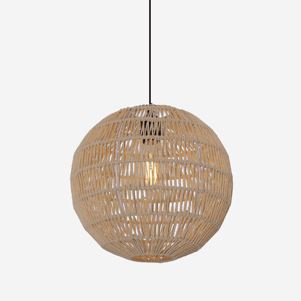 Lightsin Round Cotton Rope Pendant Light – Handwoven Ceiling Pendant for Living Room, Dining Room & Kitchen