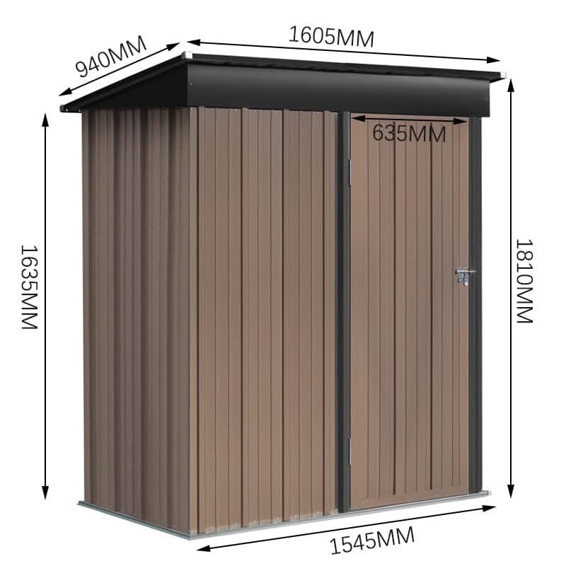 4 x6/ 5 x3 /6 x8 ft Metal Classic Lockable Tool Storage Bike Shed Brown Shed