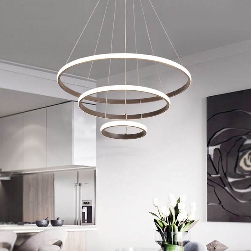 Modern LED Pendant with 3 Circle Rings - Dimmable