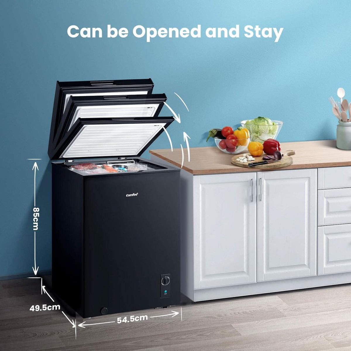 COMFEE White/Black 99L Freestanding Chest Freezer with Digital Temperature Control