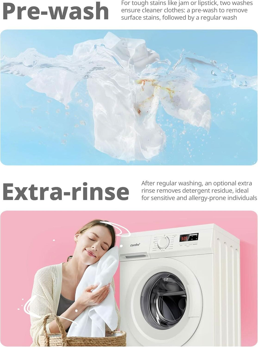 COMFEE Freestanding Washing Machine 6 / 7 KG Load White