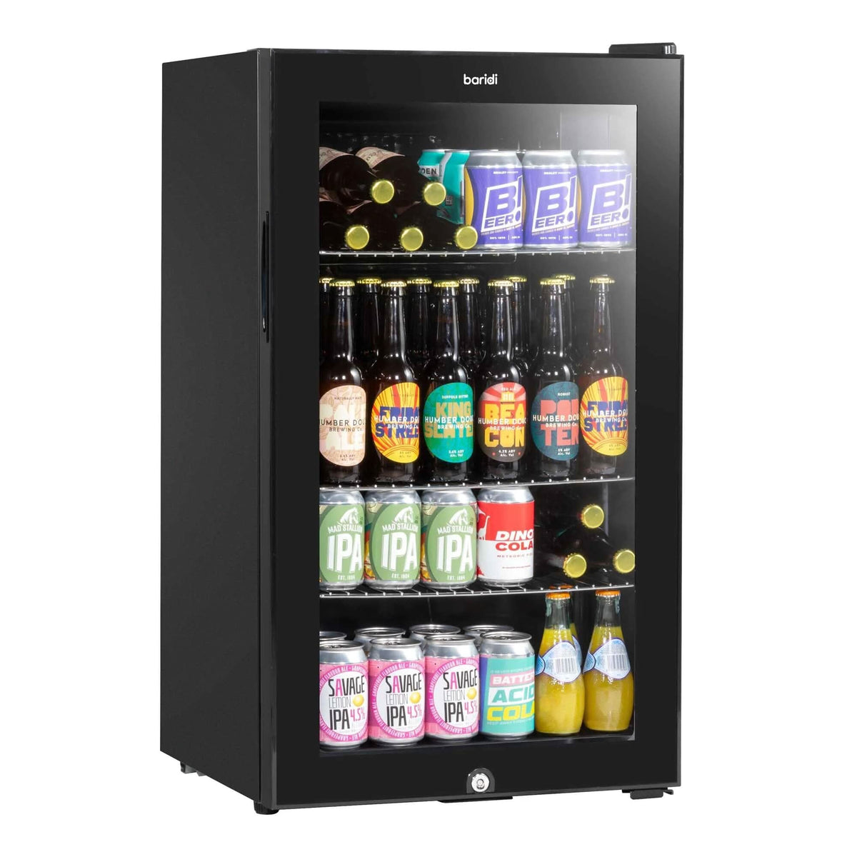 COMFEE 93L Black Compact Drinks Fridge with Adjustable Shelves and LED Light