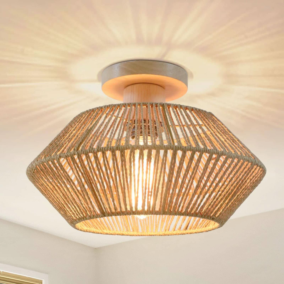Lightsin Vintage Hemp Rope Ceiling Light for Hallways and Corridors