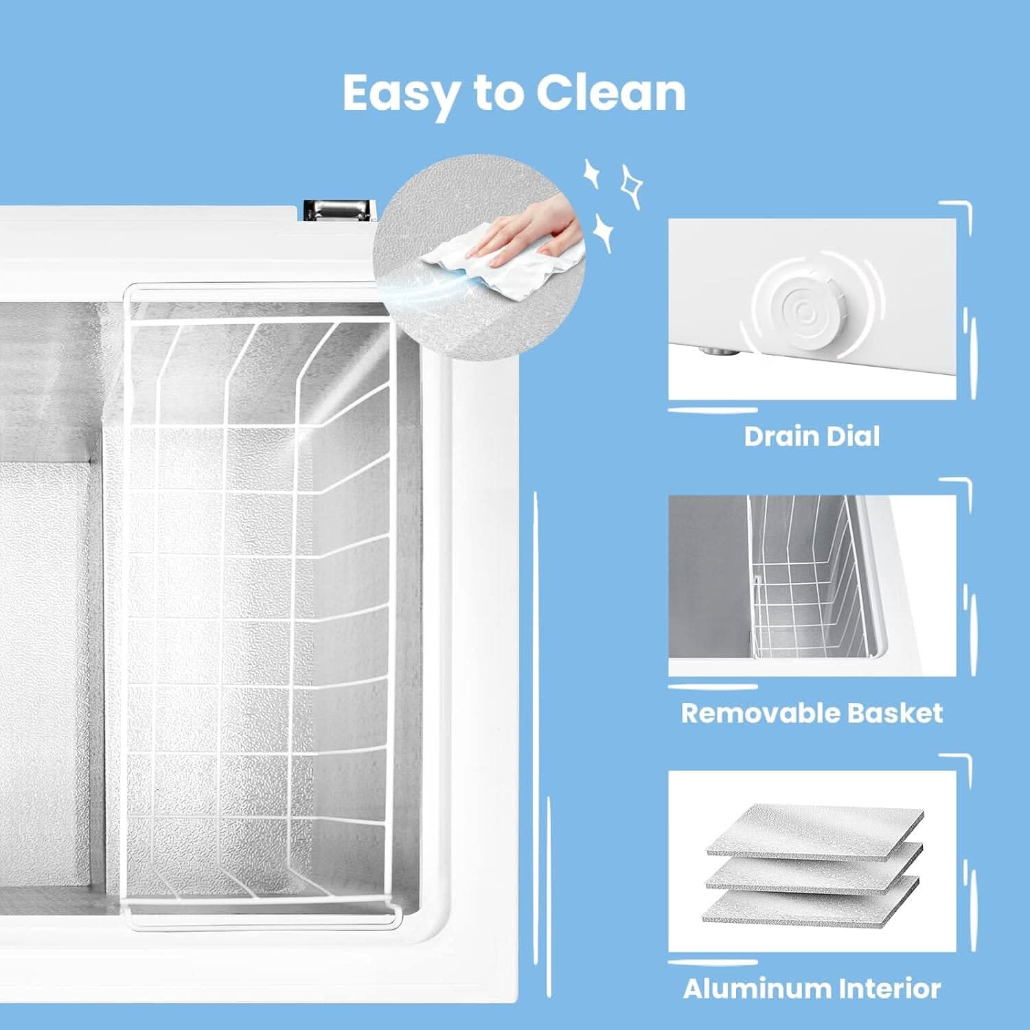 COMFEE White/Black 99L Freestanding Chest Freezer with Digital Temperature Control
