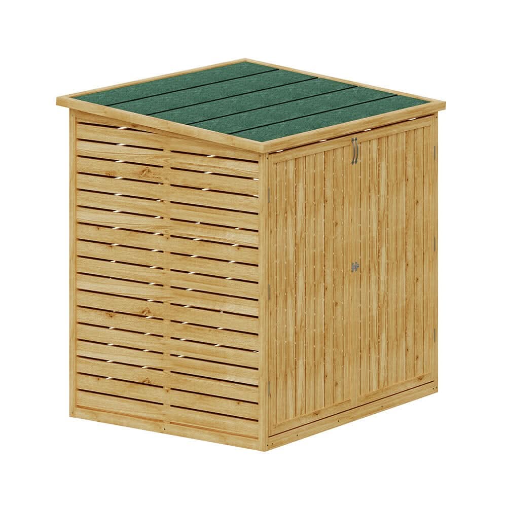 Wooden Bicycle Shed with Asphalt Roof and Steel Locking Door
