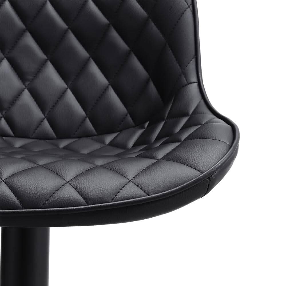 Set of 2 Faux Leather Height Adjustable Bar Stool Black