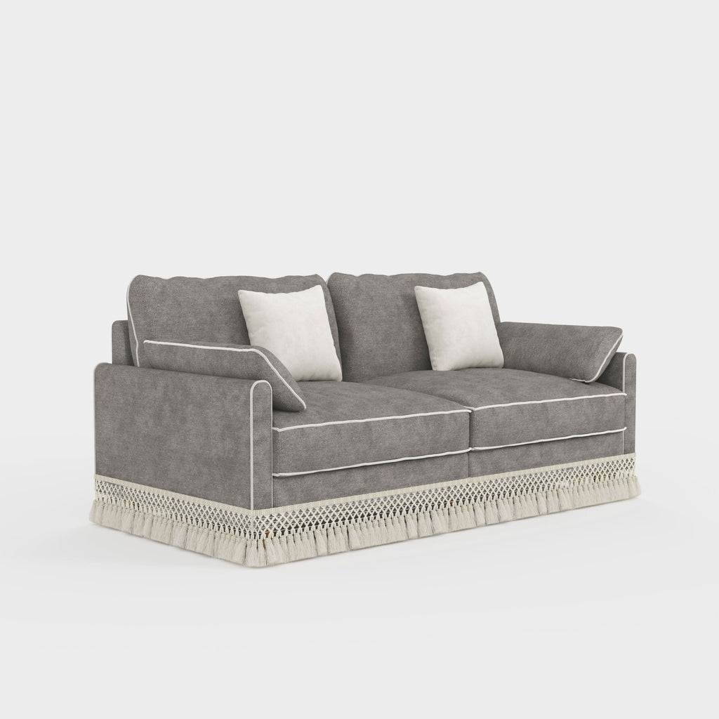 Cotton Linen Detachable Modular Sofa with Fringed Trim