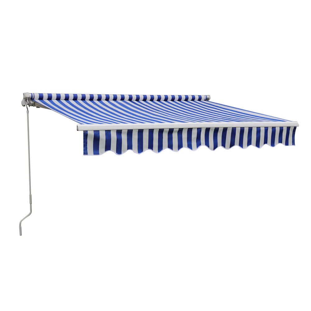 Blue and White Manual Shelter Retractable Patio Awning