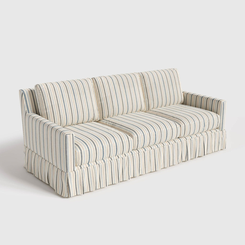 Cottonfy Blue Pinstripe 3 Seater Sofa with Removable Covers