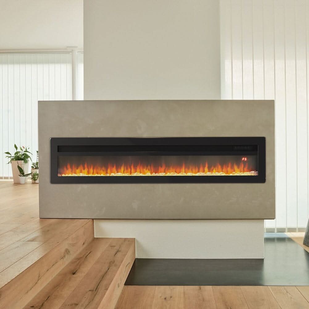 40/50/60 Inch Black/White 9 flame colour Electric Fireplace 1800W Wall Mounted Heater With Installation Kit