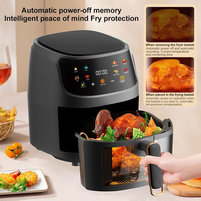 5L White/Black Digital Smart Air Fryer with Visible Window