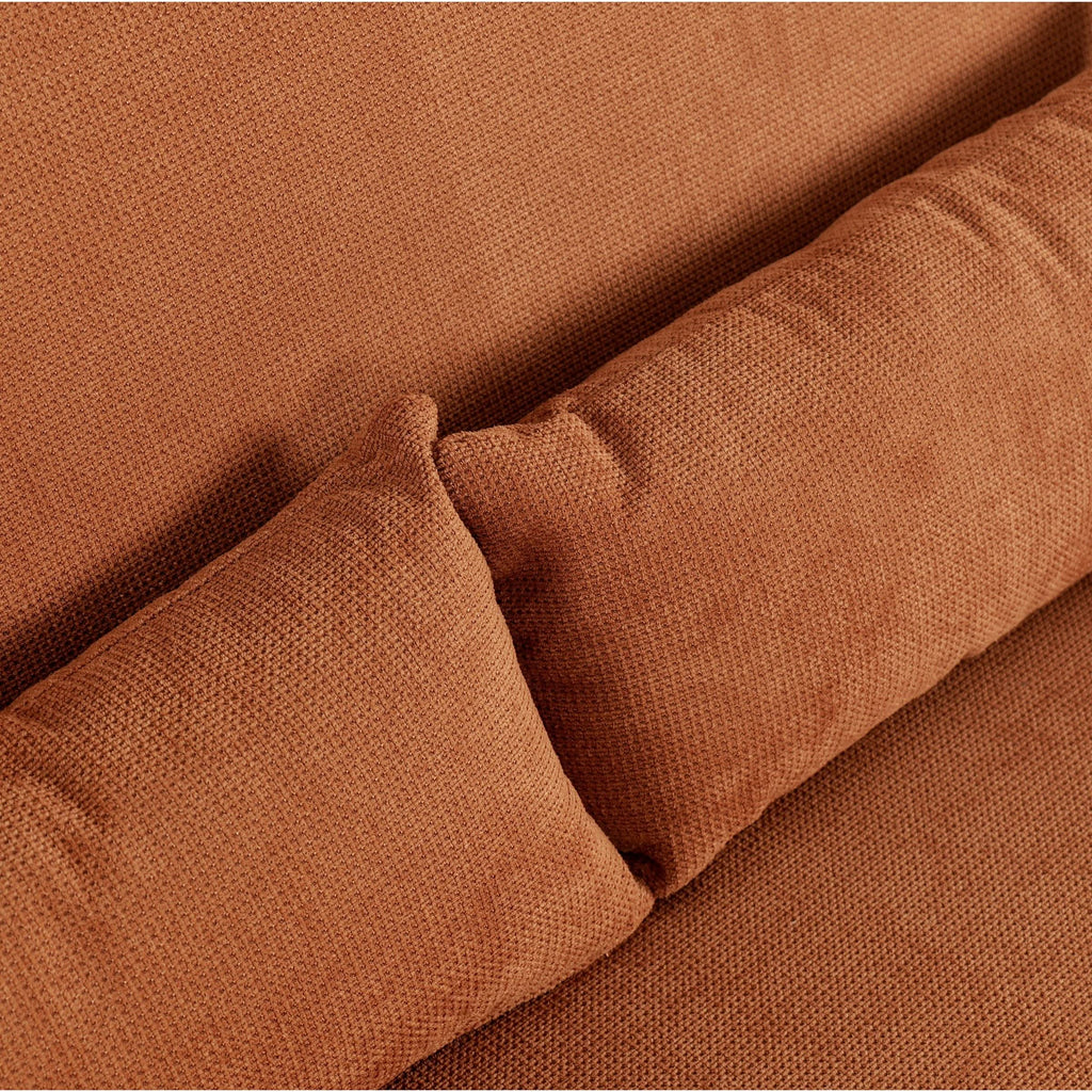 Caramel & Ginger Yellow Fabric Sofa Bed with Adjustable Backrest and Easy Pull-Out Mechanism