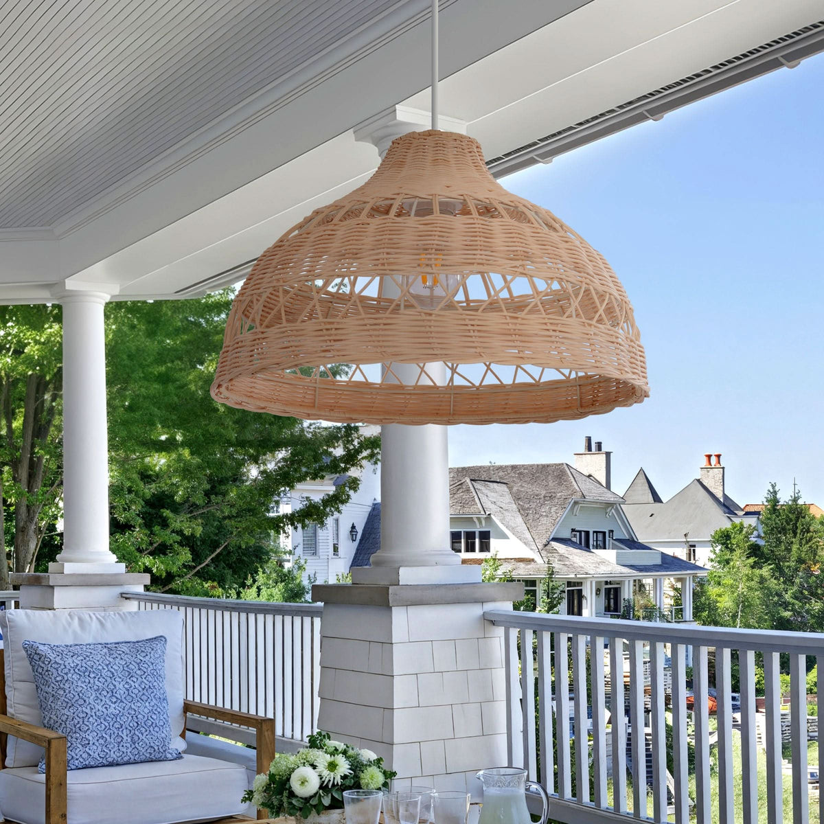 Lightsin Cella-Natural Rattan Pendant Light - Handwoven Ceiling Light, Durable & Rustic