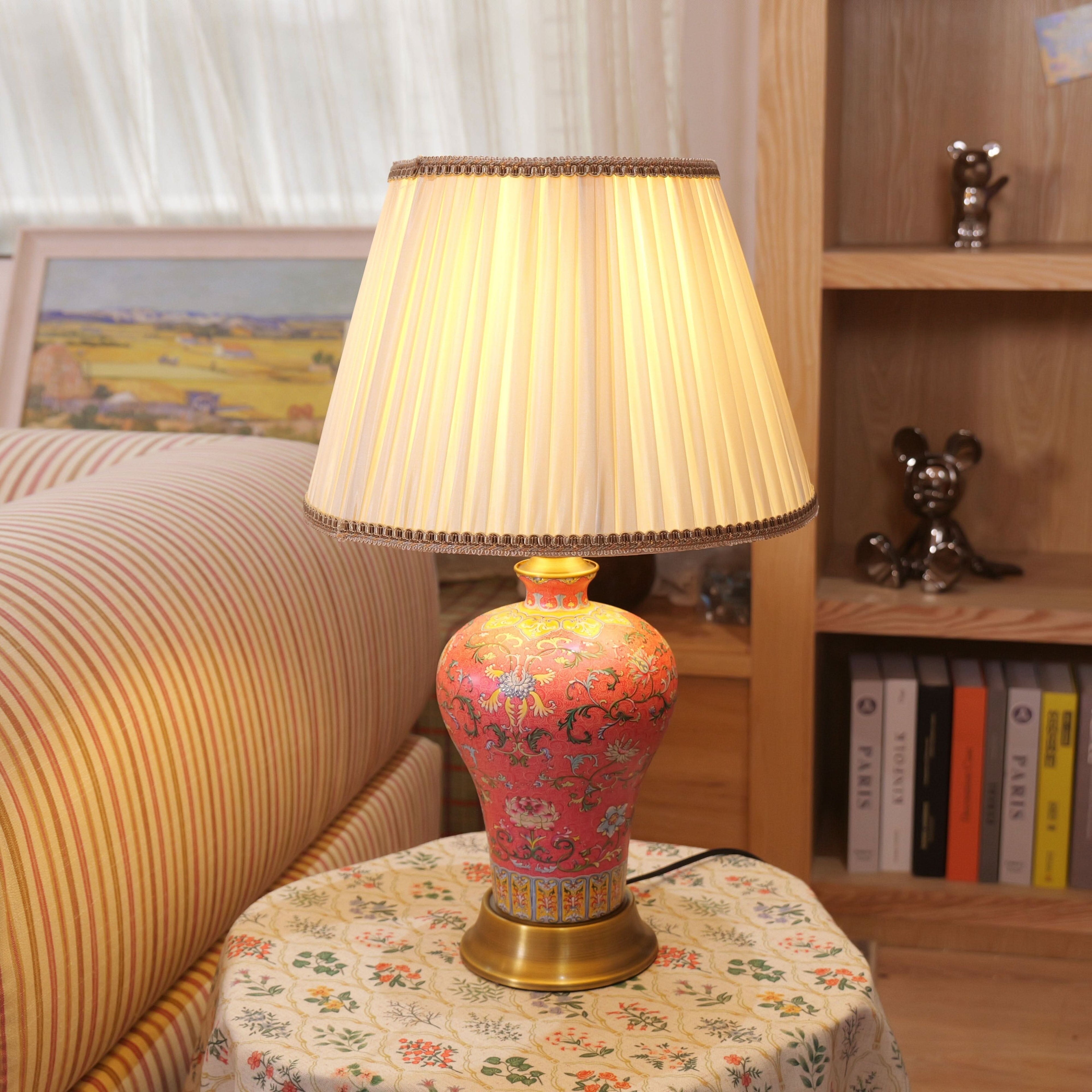 Lightsin Vibrant Ceramic Table Lamps for Living Room – Handcrafted Design with Warm Fabric Shade
