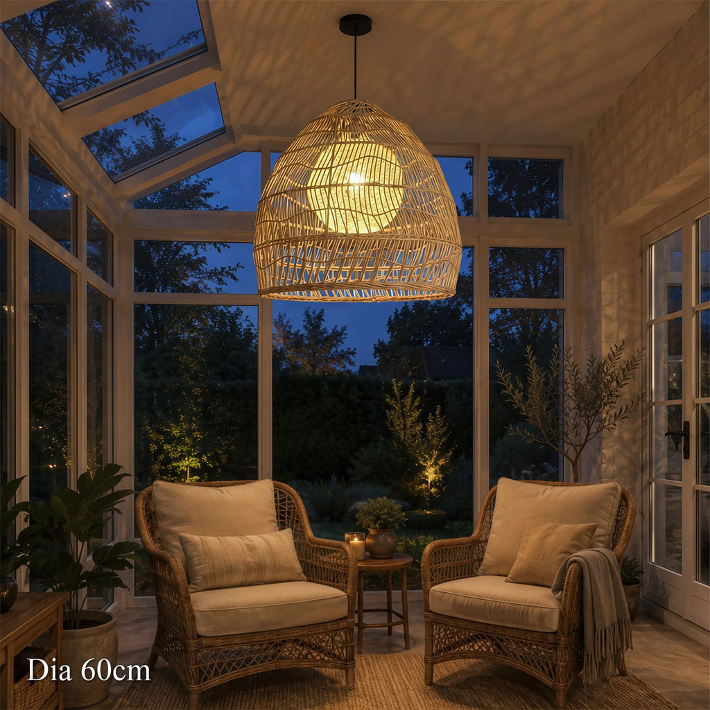 Cella-Lightsin Natural Rattan Pendant Light with Optional Woven Inner Sphere
