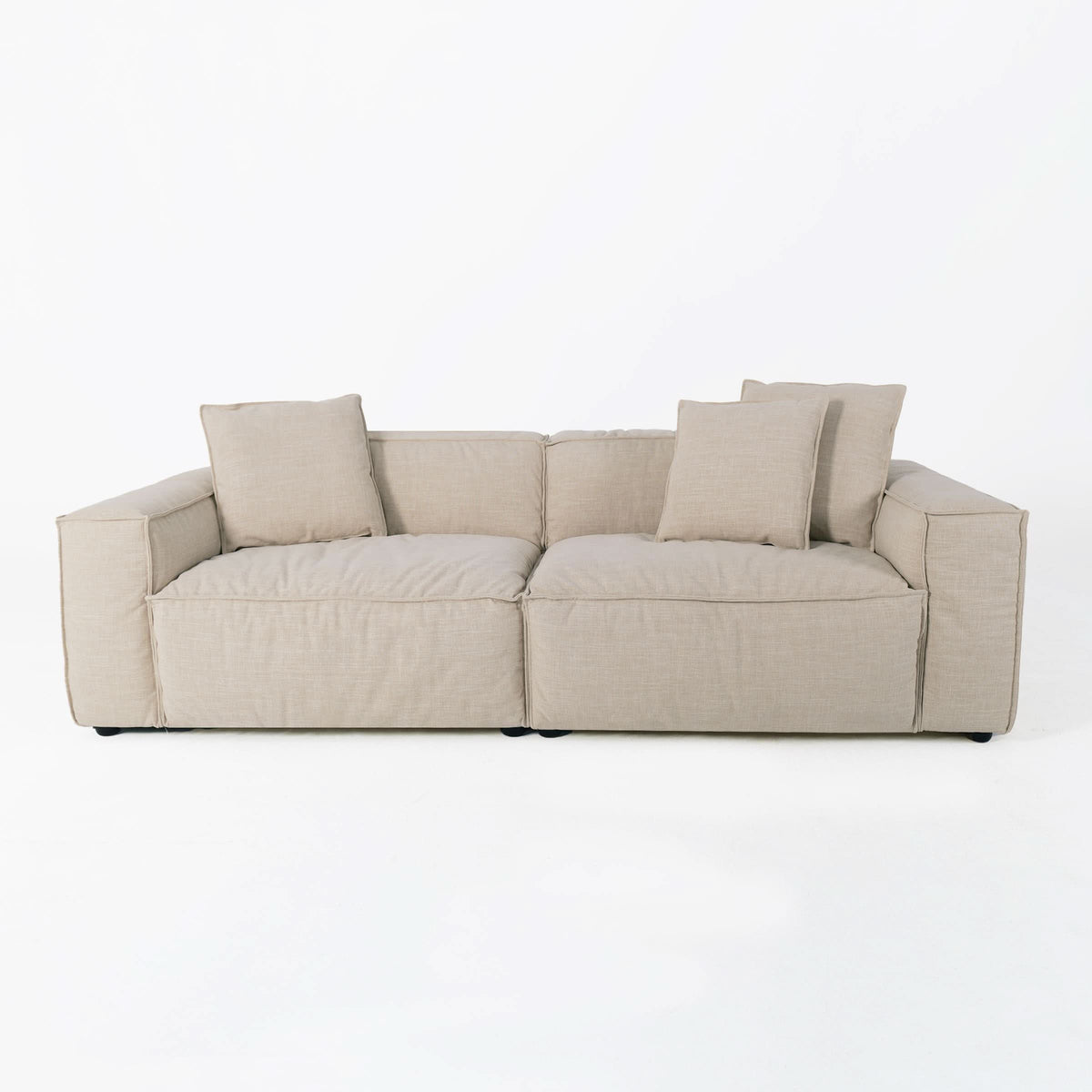 Cottonfy Elegant Linen Tofu Block Fabric Down Sofa
