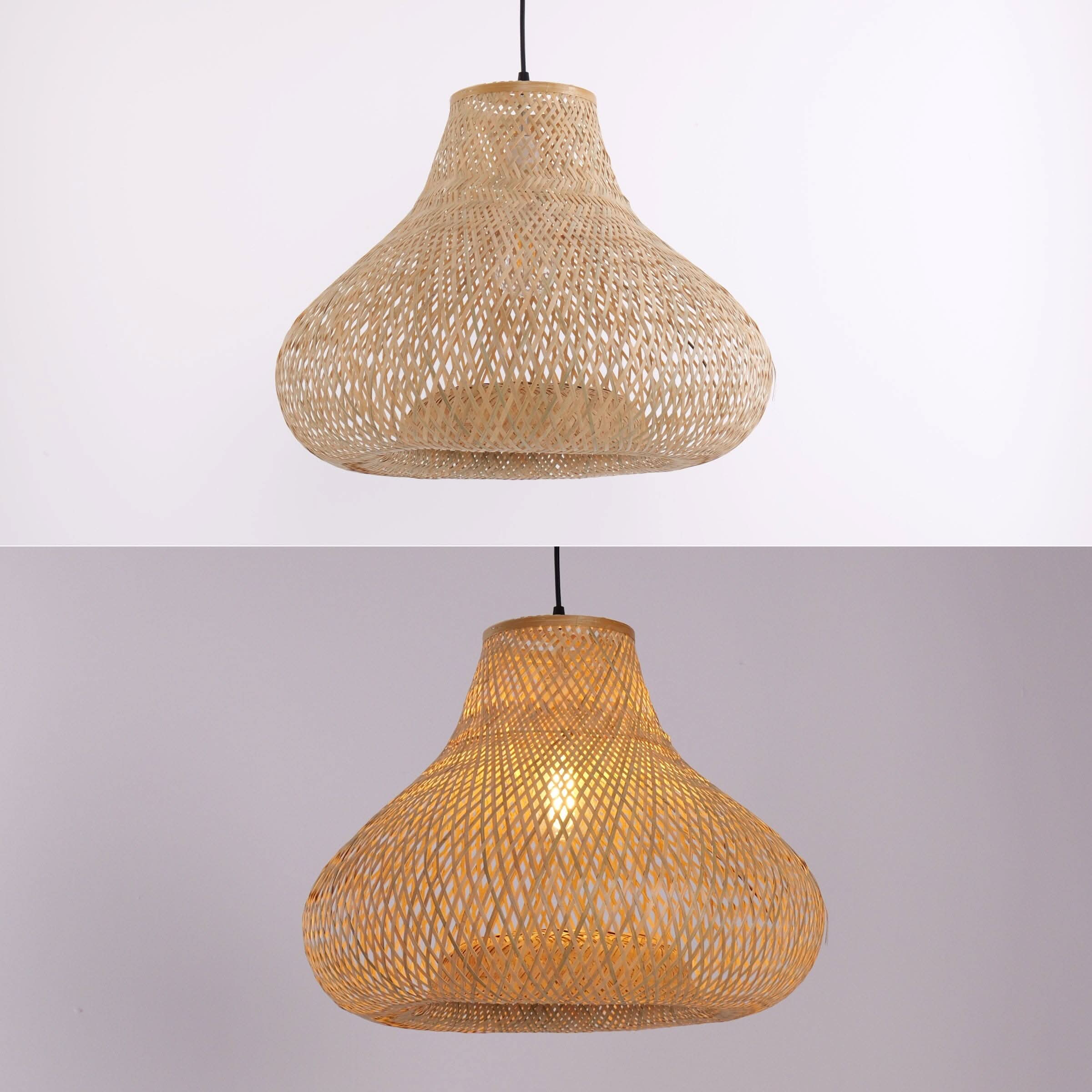 Lightsin Gourd Bamboo Pendant Light – Handwoven Eco-Friendly Ceiling Light for Living Room & Kitchen Decor