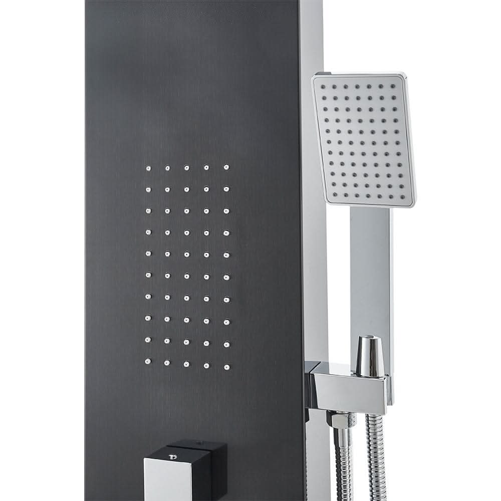 135cm H Bathroom Black Shower Tower Panel with 2 Large Body Jets & Hand Shower