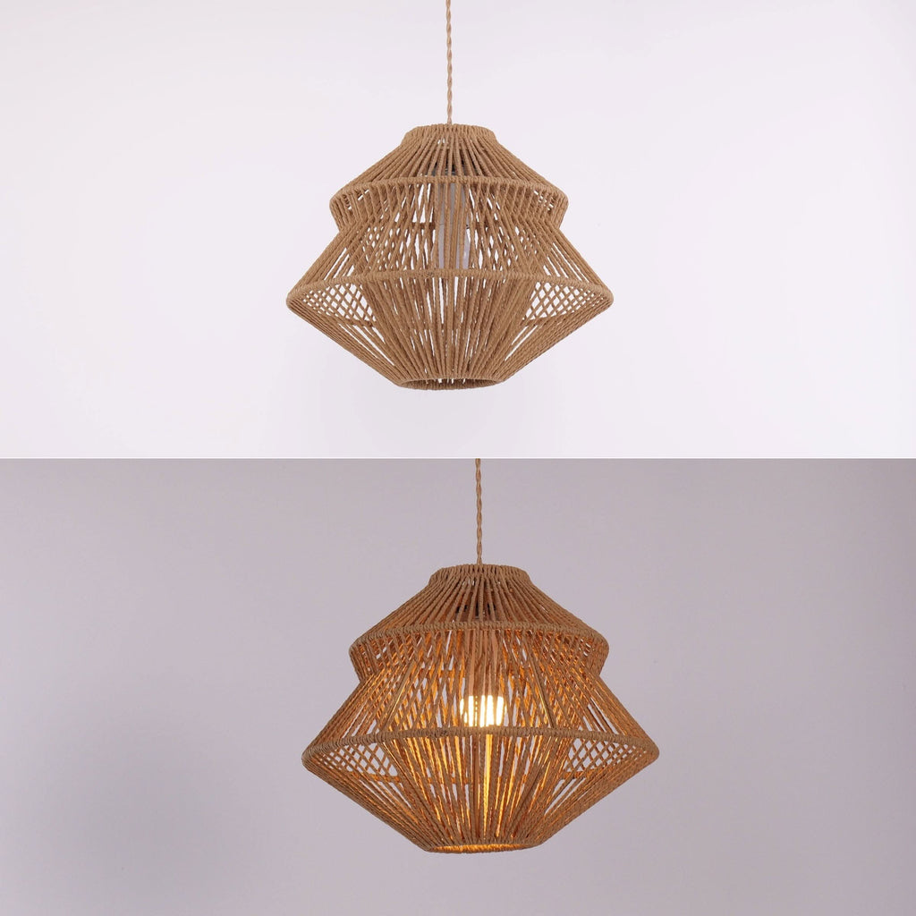 Lightsin Rustic Paper Rope Iron Pendant Light