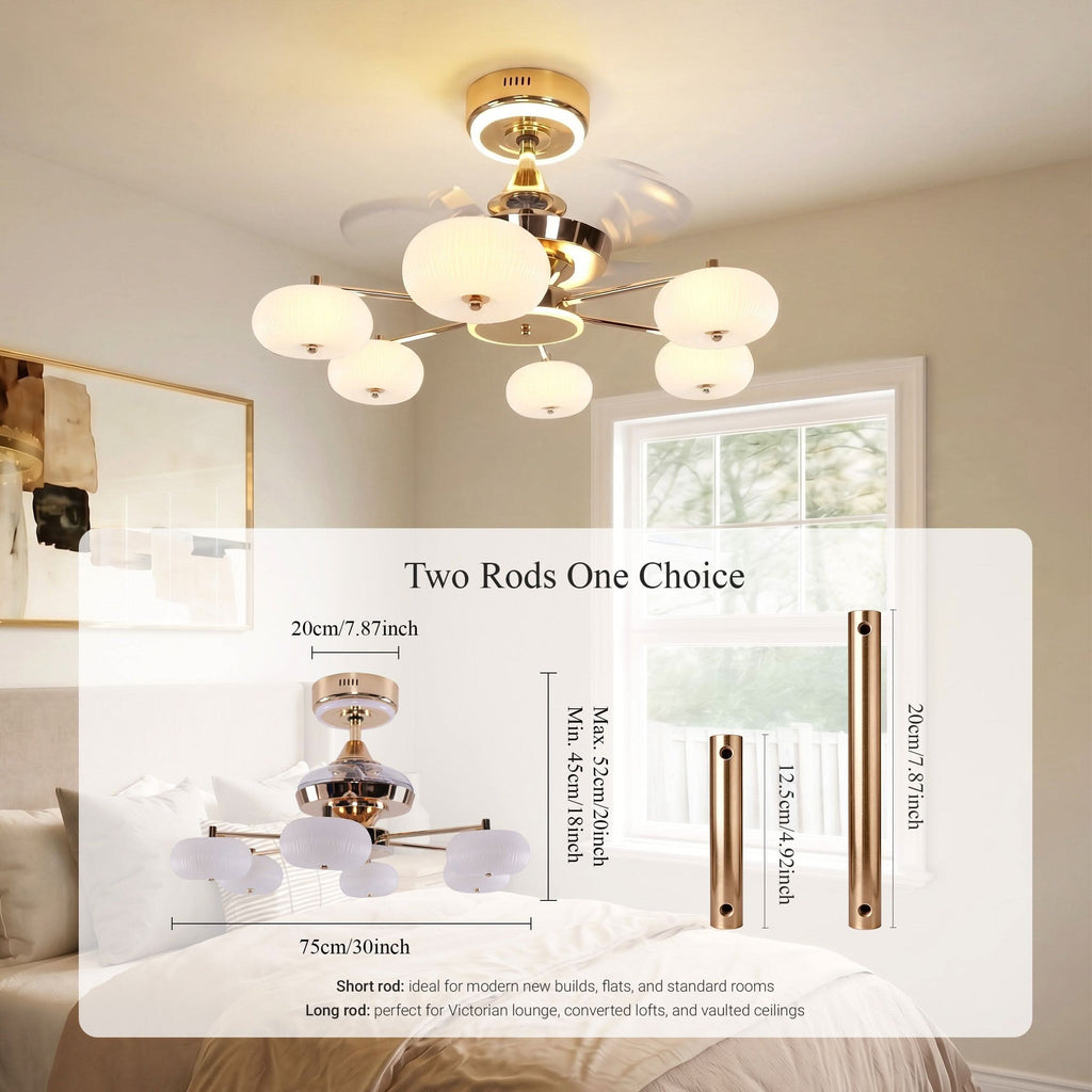 Lightsin Ceiling Fan Light with 6-Speed Control in Copper and Acrylic