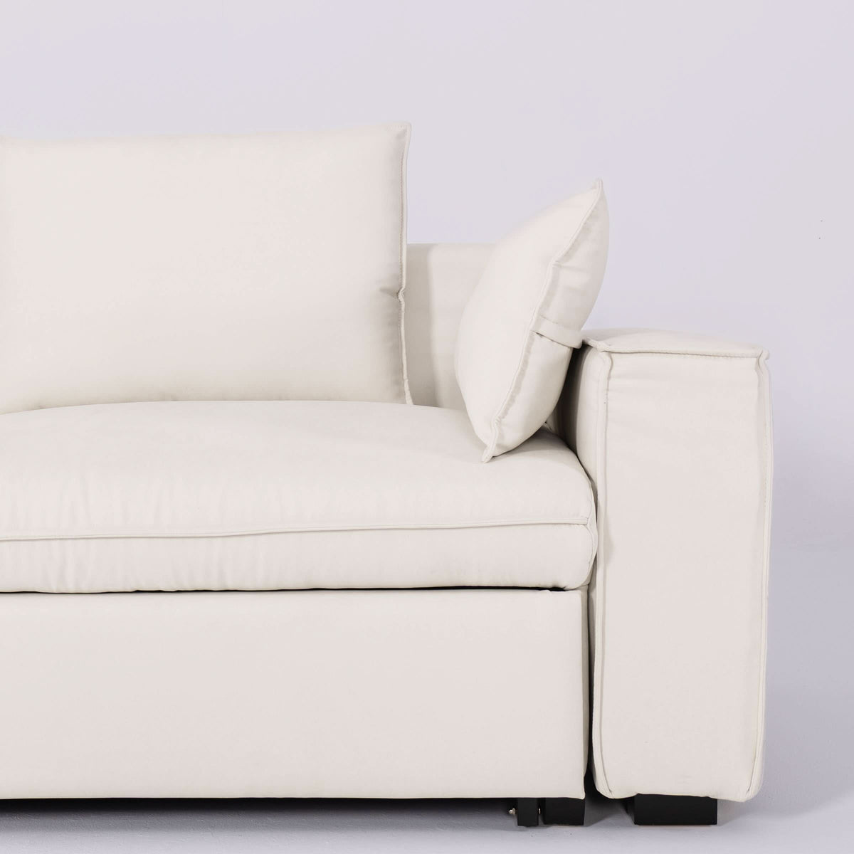 Cottonfy Creamy Tofu Block Pullout Sofa Bed with Storage